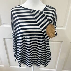 Cherish navy/white striped long sleeved tee, size L